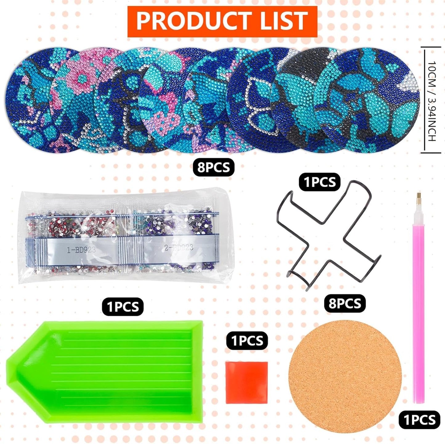 Purilite Select Cat Diamond Art Coasters Kit
