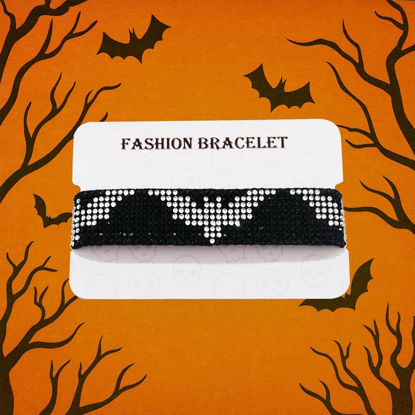 Rigoorium Ghost Charm Bracelet for Women Men – Halloween Jewelry with Sparkling Rhinestones, Adjustable Chain Spooky Costume Party Gift