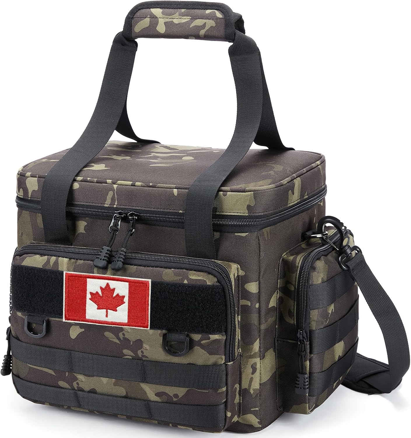 Tactical Lunch Bag for Men, Large Leakproof Insulated Lunch Box, Lunch Cooler Bag with Shoulder Strap, Lunch Pail for Adults Work Outdoor Picnic Trips, Black Camo
