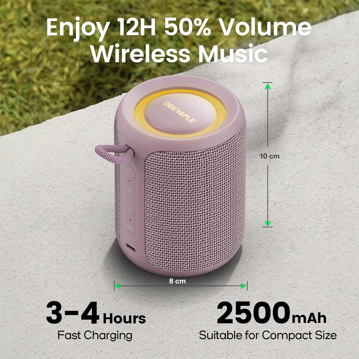 Deeyaple Portable Bluetooth Speaker, IP67 Waterproof Mini Bluetooth Speaker Wireless V5.3 with Stereo Sound,All Day,TWS Pairing,LED Light,Gift for him/her (Black)