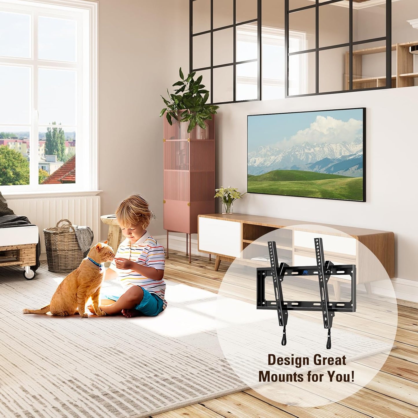 Mounting Dream TV Wall Mounts for Most 26-60" LED, LCD, OLED, Plasma Flat Screen TVs, Tilting TV Mount Low Profile up to VESA 400 x 400mm and 88 LBS Loading MD2268-MK