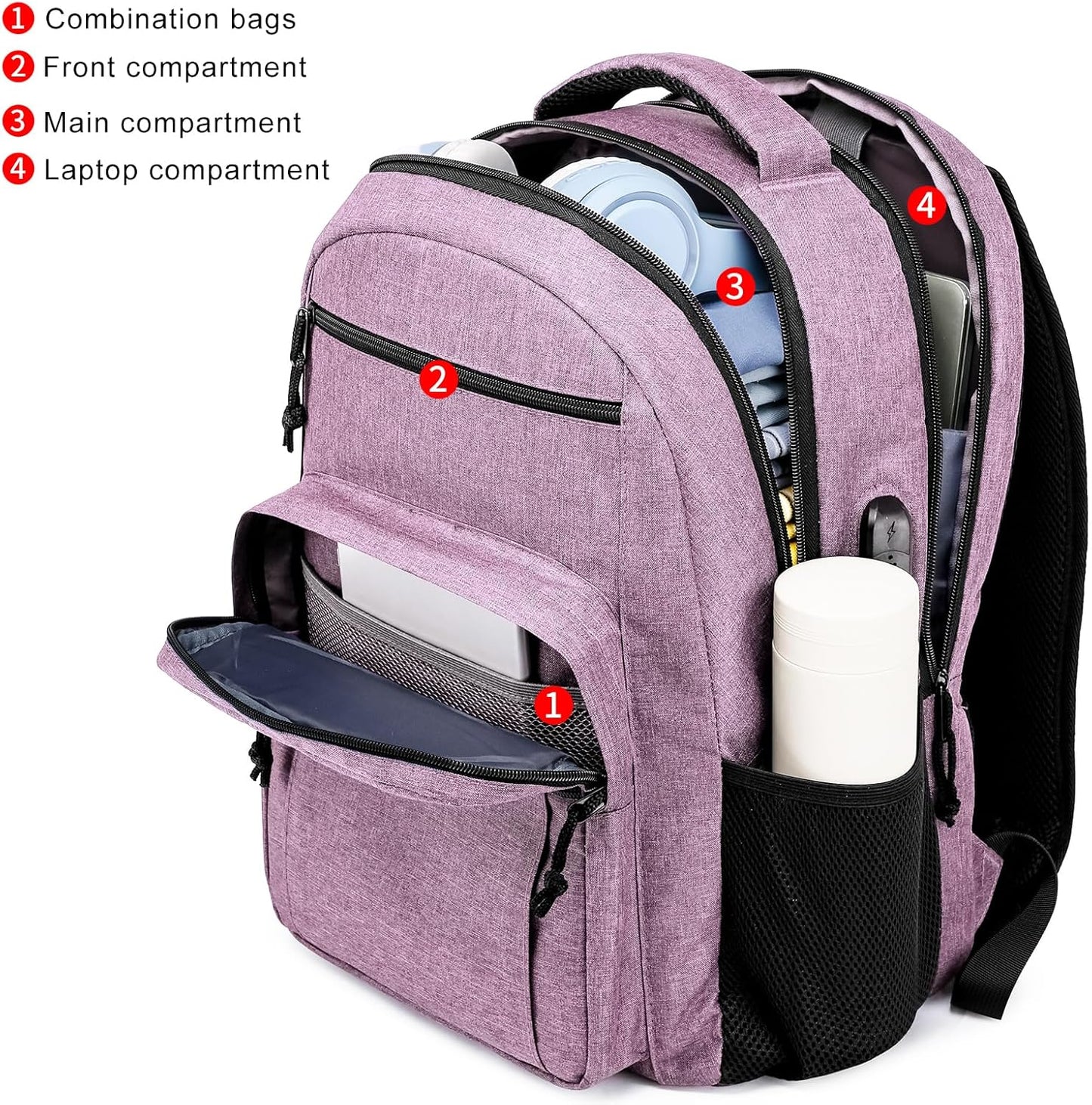 School backpack for Teen Boys, Backpack for Men,15.6 inch Laptop Backpack with USB Charging Port, Large Computer Bookbag with Compartments, Ergonomic Straps, Black