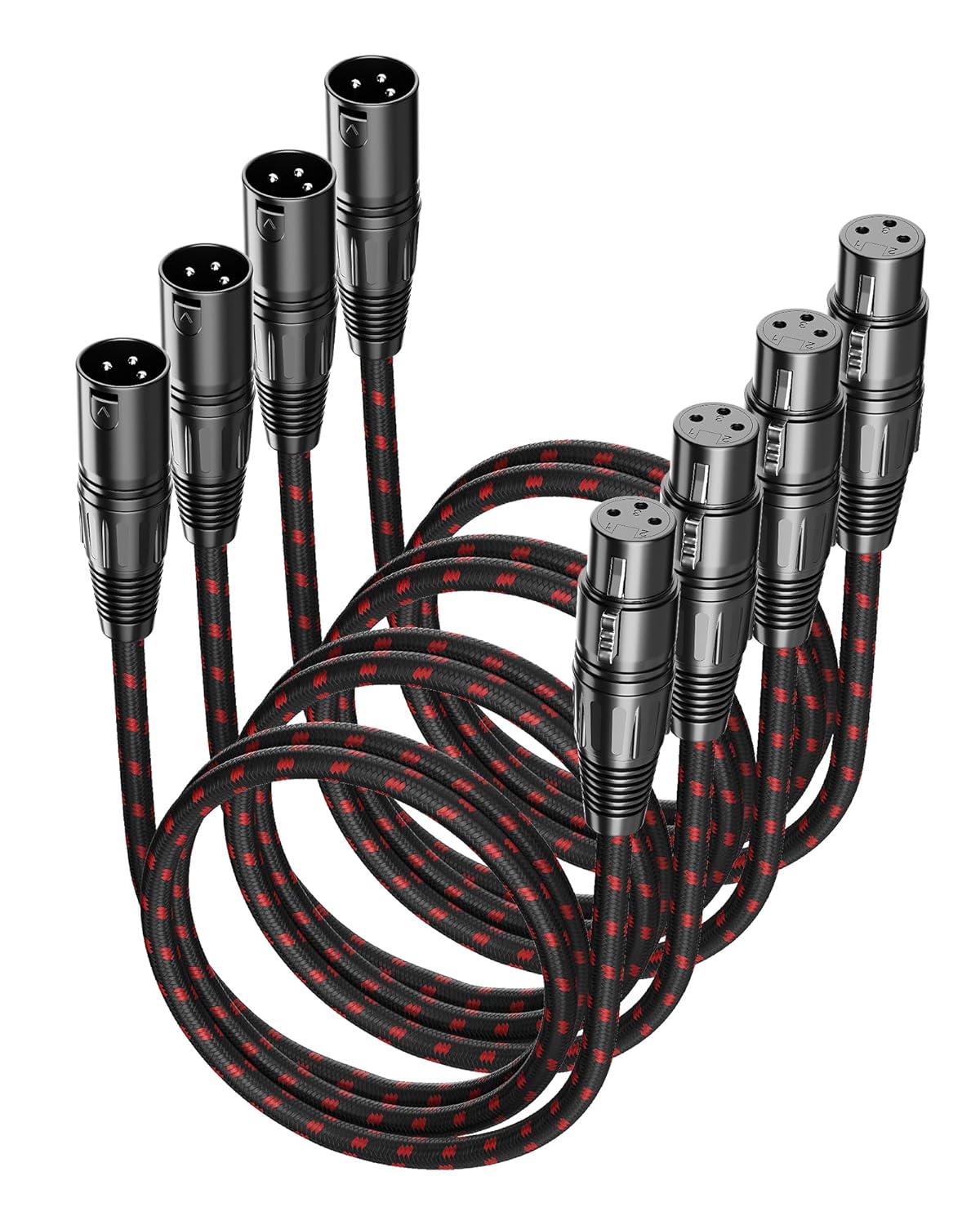 VANDESAIL XLR Cables 25ft 2 Pack, Durable Nylon Braided XLR Microphone Cable, Mic Cable, Shielded and Fully Balanced OFC Male to Female Cord for Recording Mixer Amplifie Speaker Black White