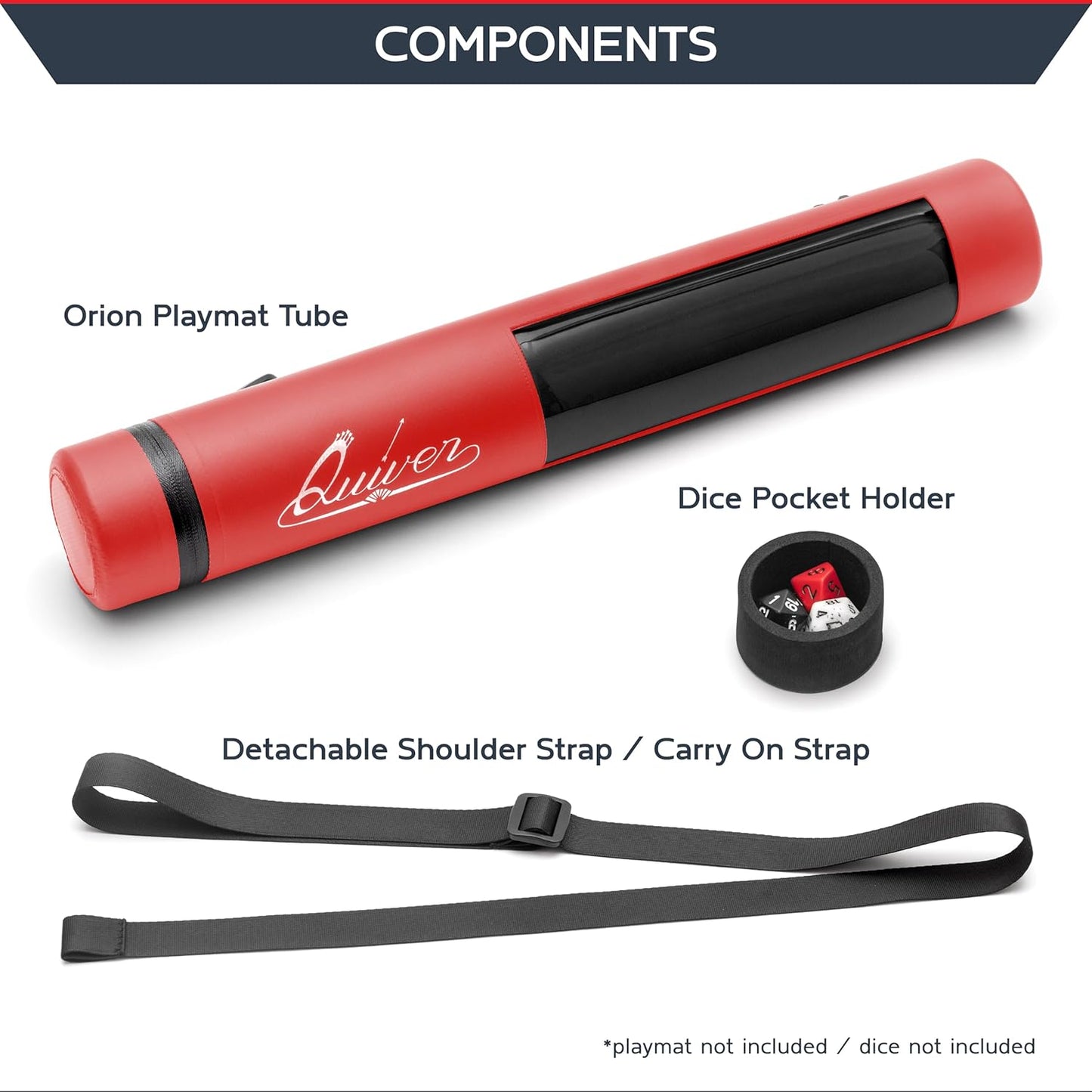 Black Orion Playmat Tube - TCG MTG Playmat Tube Case Bag with Waterproof Zipper, Hidden Dice Pocket, Adjustable and Removable Shoulder Strap, See-Through Window, Perfect for Both 14" and 15" playmats