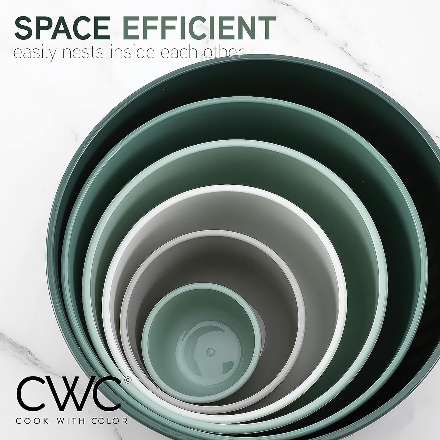 COOK WITH COLOR Prep Bowls with Lids- 8 Piece Nesting Plastic Small Mixing Bowl Set with Lids (Teal Ombre)