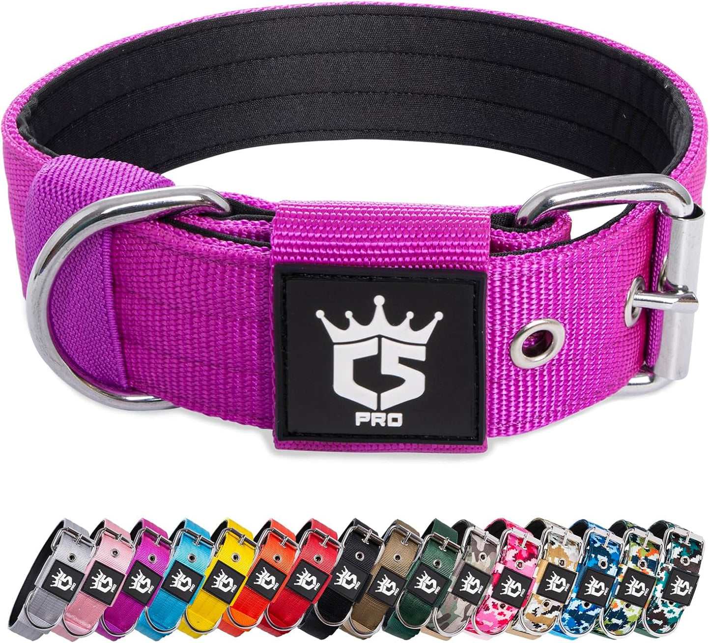 TSPRO Tactical Dog Collar 1.5 inch Wide Dog Collar Military Grade Strong Dog Collar Thick Dog Collar Heavy Duty Metal Buckle Dog Collar(Green-L)