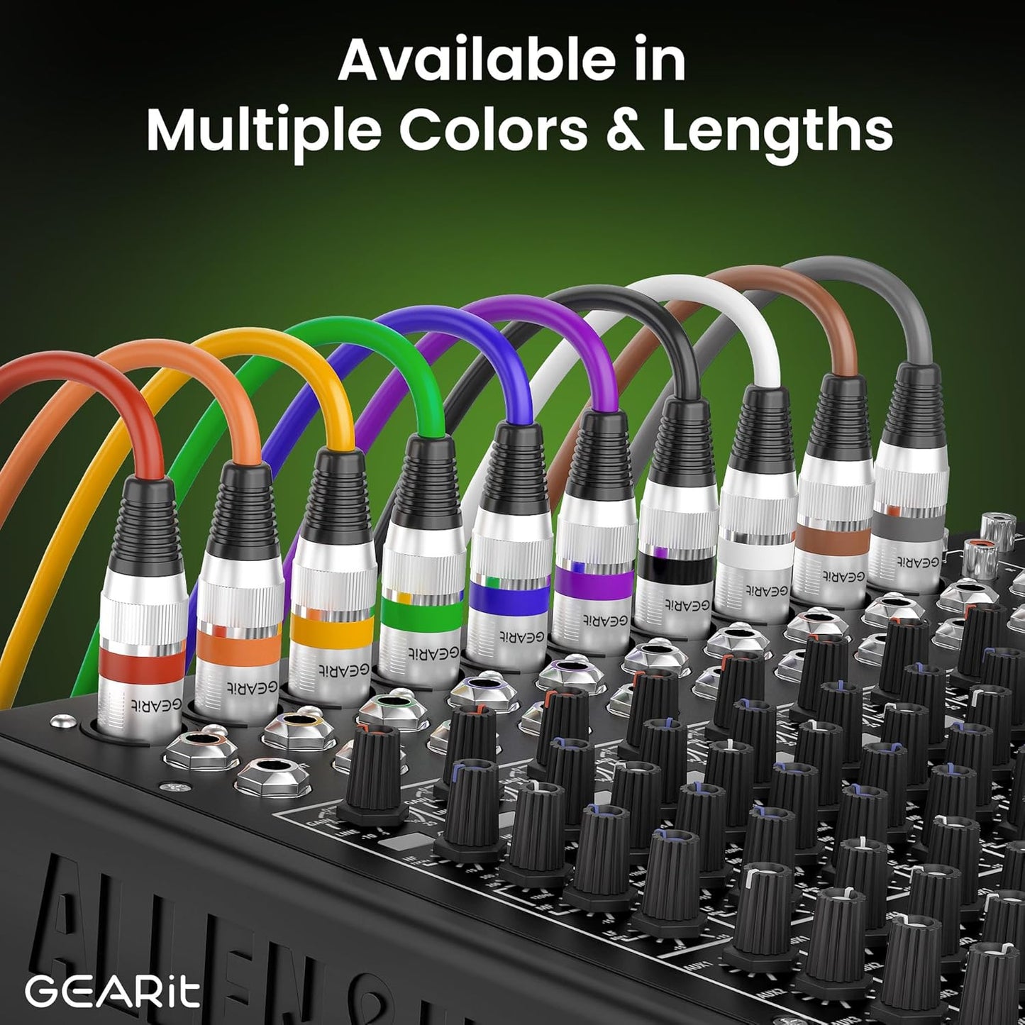 GEARit XLR Male to Female Microphone Cable (10 Feet, 6-Pack) 3-Pin Balanced Shielded Mixer, Recording Studio, Podcast - Black