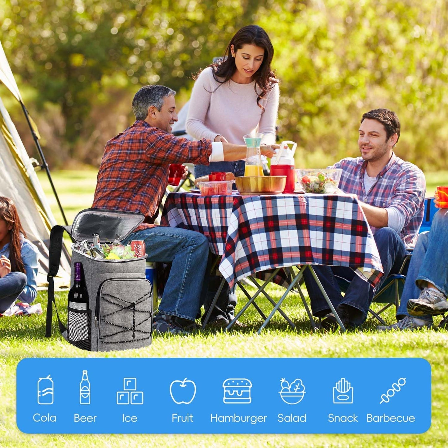 Bagtopia Camping Cooler Backpack 25 Cans, Leak Proof Insulated Thermal Bag, Beach Travel Picnic Lunch Backpack for Men Women