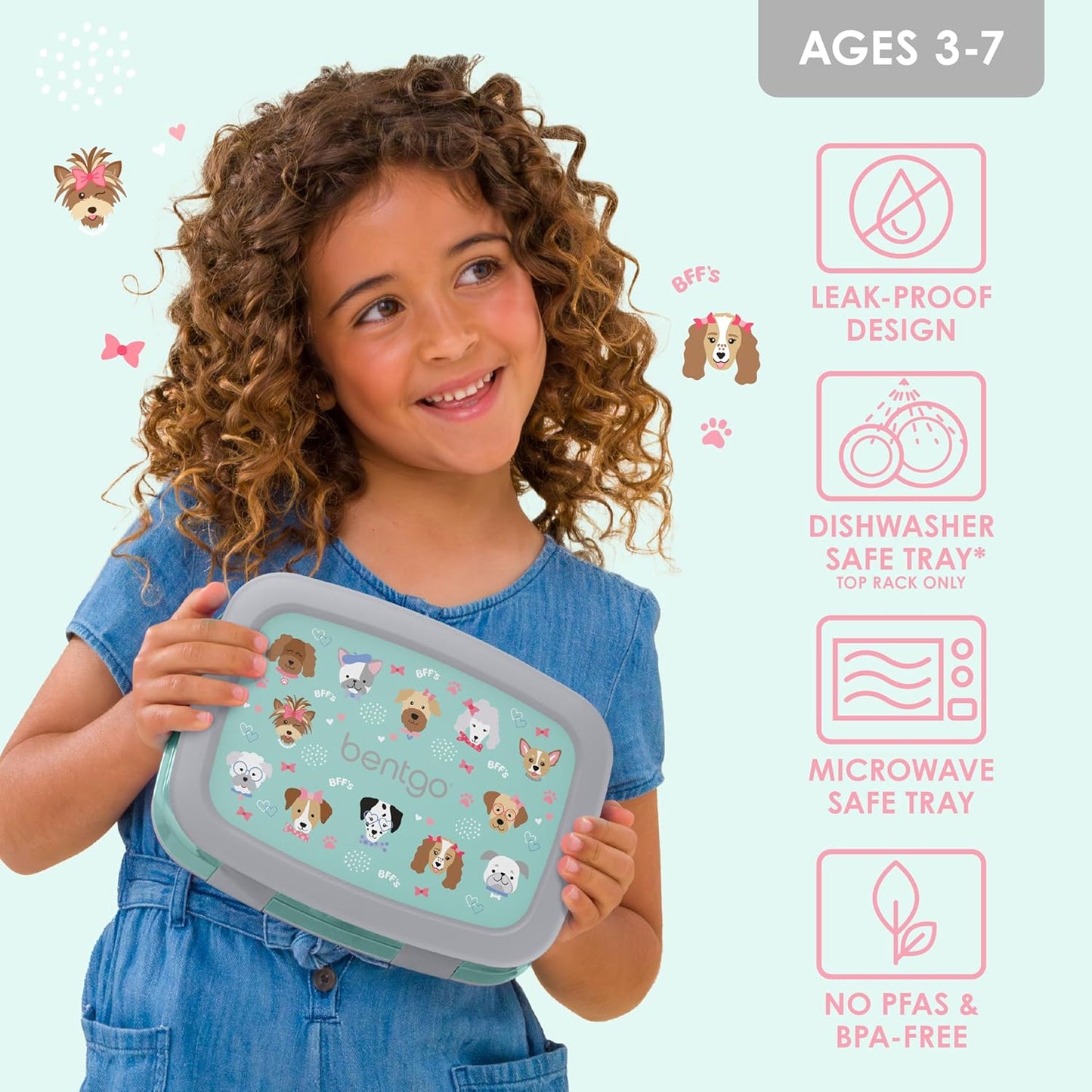 Bentgo Kids Prints Leak-Proof, 5-Compartment Bento-Style Kids Lunch Box - Ideal Portion Sizes for Ages 3 to 7 - BPA-Free, Dishwasher Safe, Food-Safe Materials - 2021 Collection (Llamas)