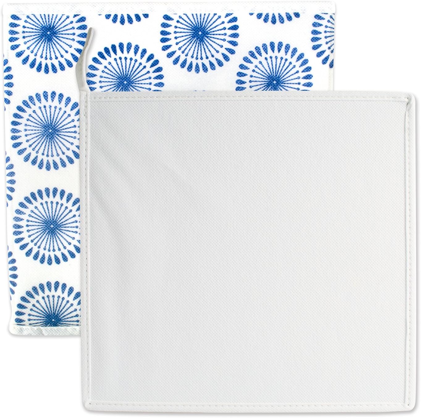 DII Foldable Fabric Storage Containers for Nurseries, Offices, Closets, Home Decor, Cube Organizers & Everyday Storage Needs, (Large - 11 x 11 x 11) Scroll Nautical Blue - Set of 2