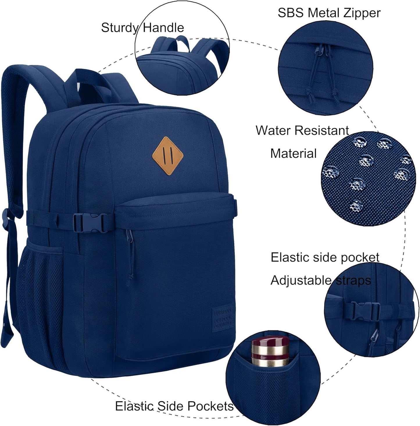 SUPACOOL Lightweight Casual Backpack for Men and Women, Large Backpack for School Boys and Girls