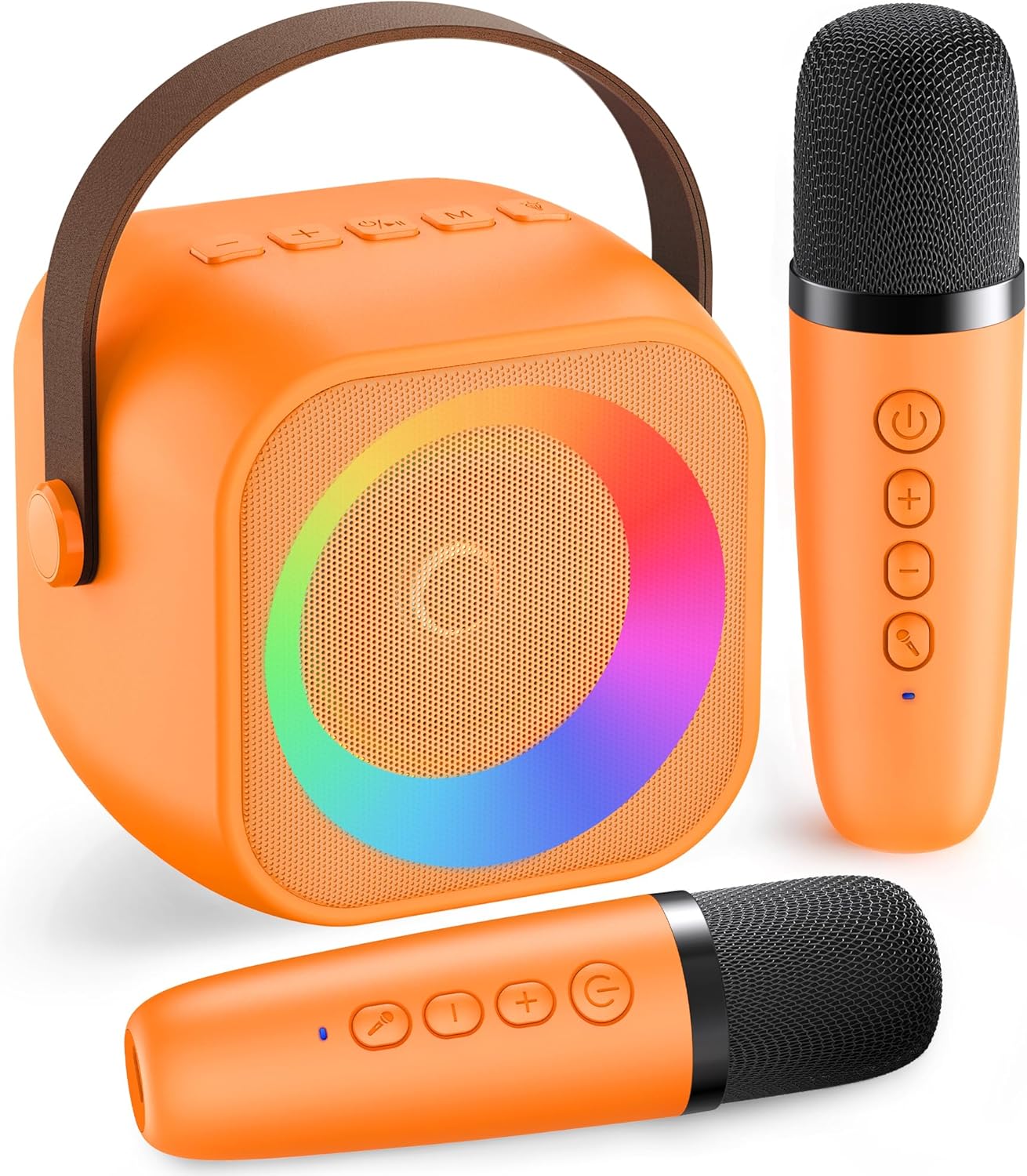 Mini Karaoke Machine, Portable Bluetooth Karaoke Speaker with 2 Wireless Microphones and Party Lights for Kids and Adults, Birthday Gifts for Girls Boys Family Home Party (Blue)