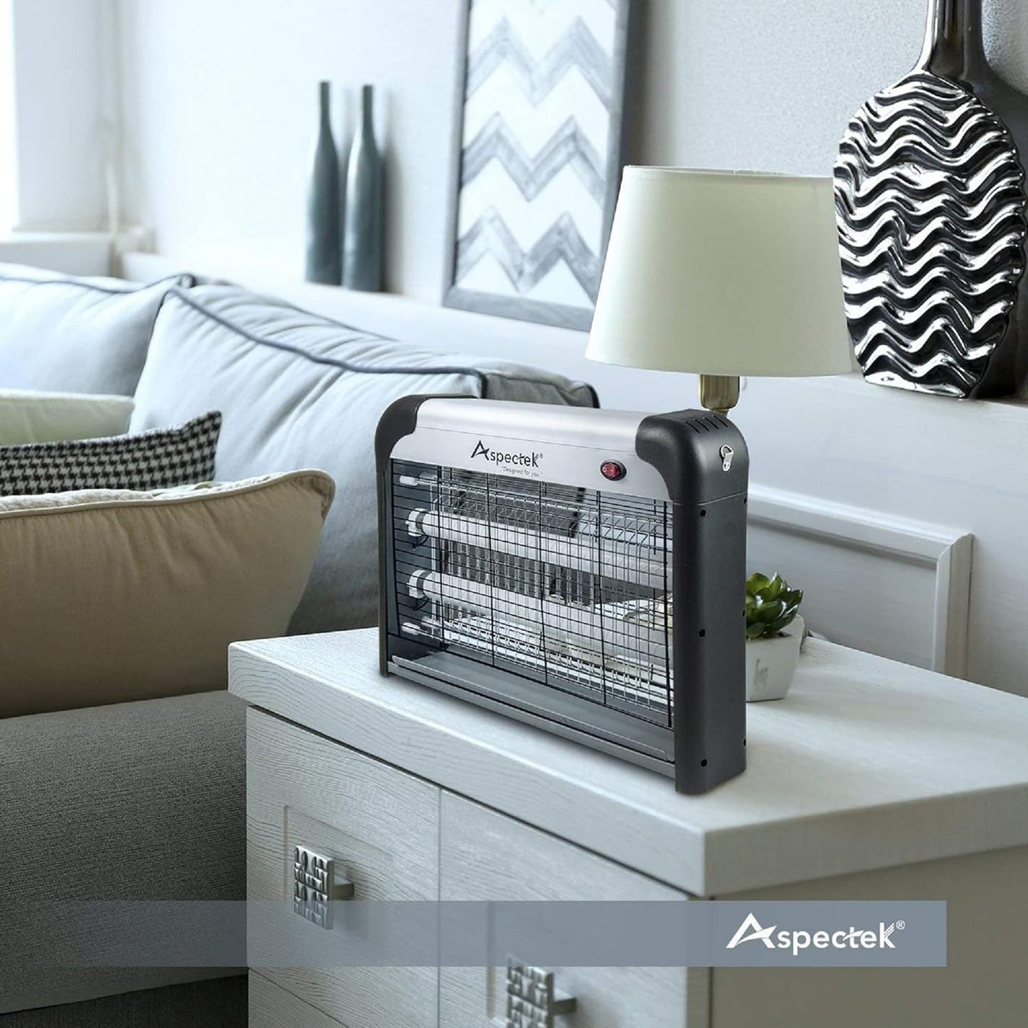ASPECTEK 20W Electric Indoor Bug Zapper with Extra UV Bulbs – Mosquito and Fly Zapper for Kitchens, Bedrooms, Living Rooms, and Covered Spaces