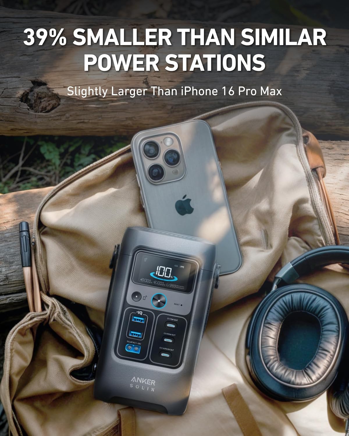 Anker SOLIX Power Bank Station C200 DC with Adjustable Strap, 192Wh LiFePO4 Portable Power Station, 200W Solar Generator, for Outdoor Camping, Traveling, and Emergencies (No Wall Charger Included)