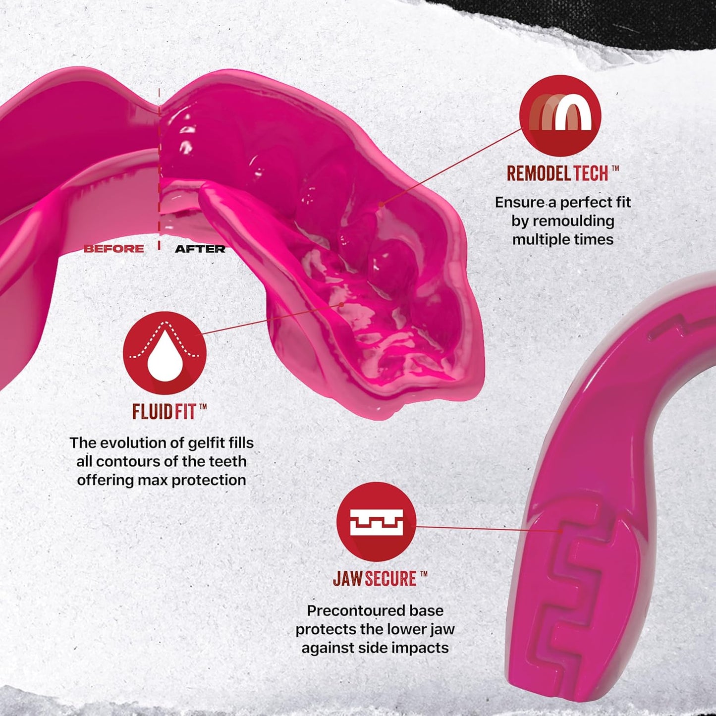 SAFEJAWZ Mouthguard Strapless Slim Fit, Adults and Junior with Case for Boxing, Basketball, Football, MMA, Martial Arts, Hockey and All Contact Sports (Adults (12+ Years), Black)