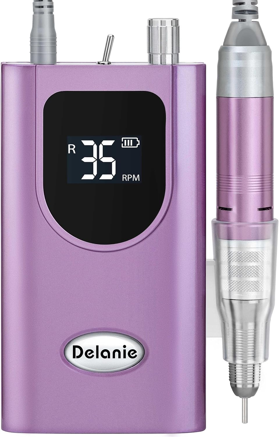 Delanie Professional Nail Drill High Torque 35000 RPM Rechargeable Portable Electric Nail File for Acrylic & Gel, High Speed, Low Heat, Low Vibration, Rose Gold