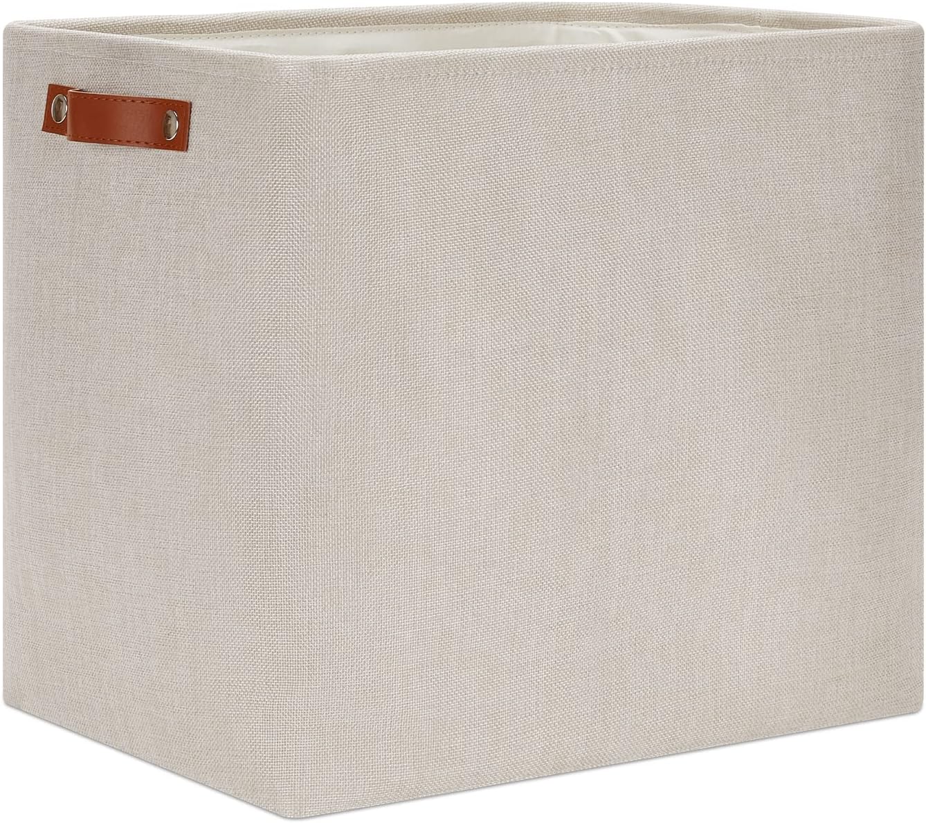 DULLEMELO Storage Baskets for Shelves, Fabric Collapsible Rectangular Storage Bins for Shelves, Closets, Nursery, Home, Office, Empty Gift Baskets (White&Teal)