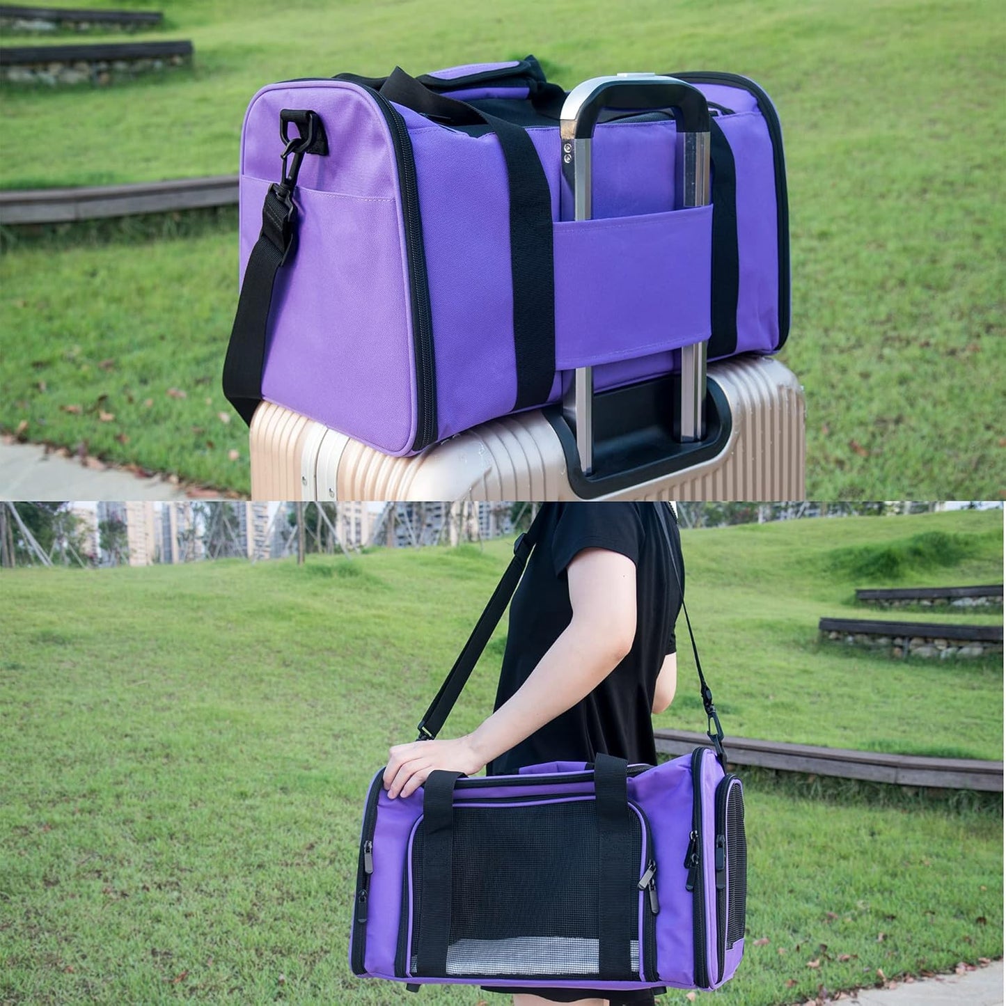 NextFri Soft Sided Carrier for Cats Dogs,TSA Airline Approved Collapsible Travel Pet Carrier (Magenta, Medium)