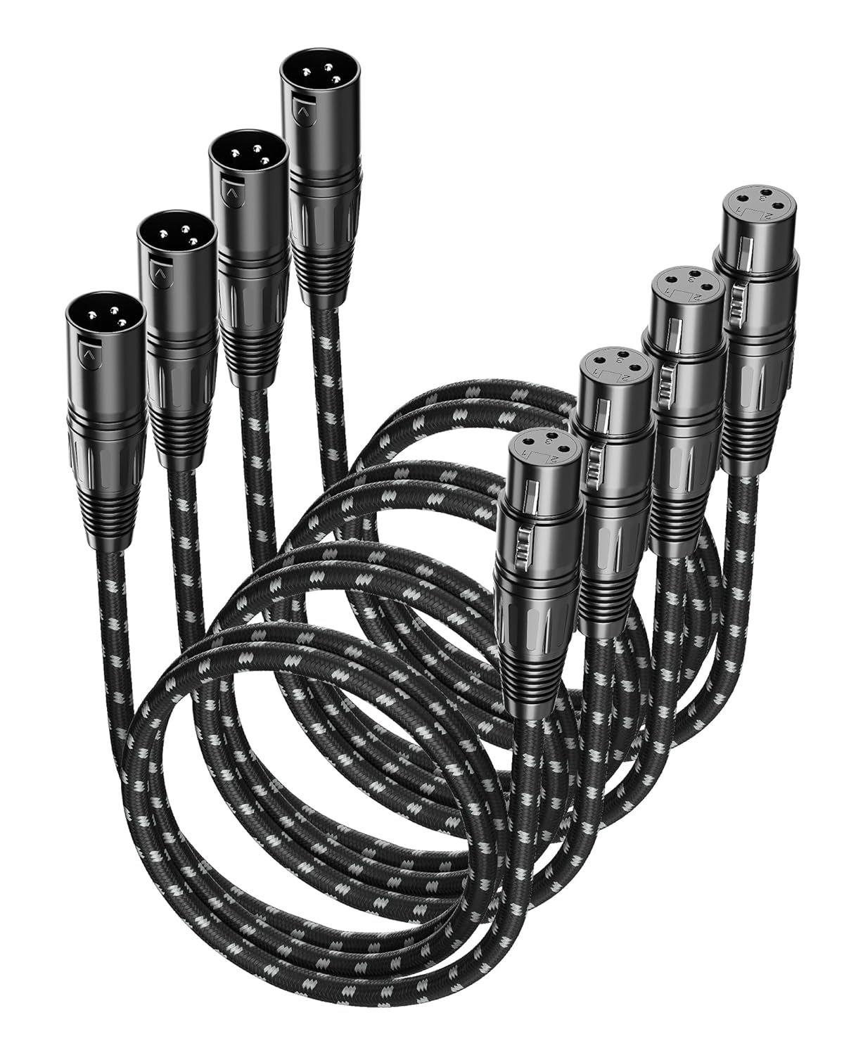 VANDESAIL XLR Cables 25ft 2 Pack, Durable Nylon Braided XLR Microphone Cable, Mic Cable, Shielded and Fully Balanced OFC Male to Female Cord for Recording Mixer Amplifie Speaker Black White