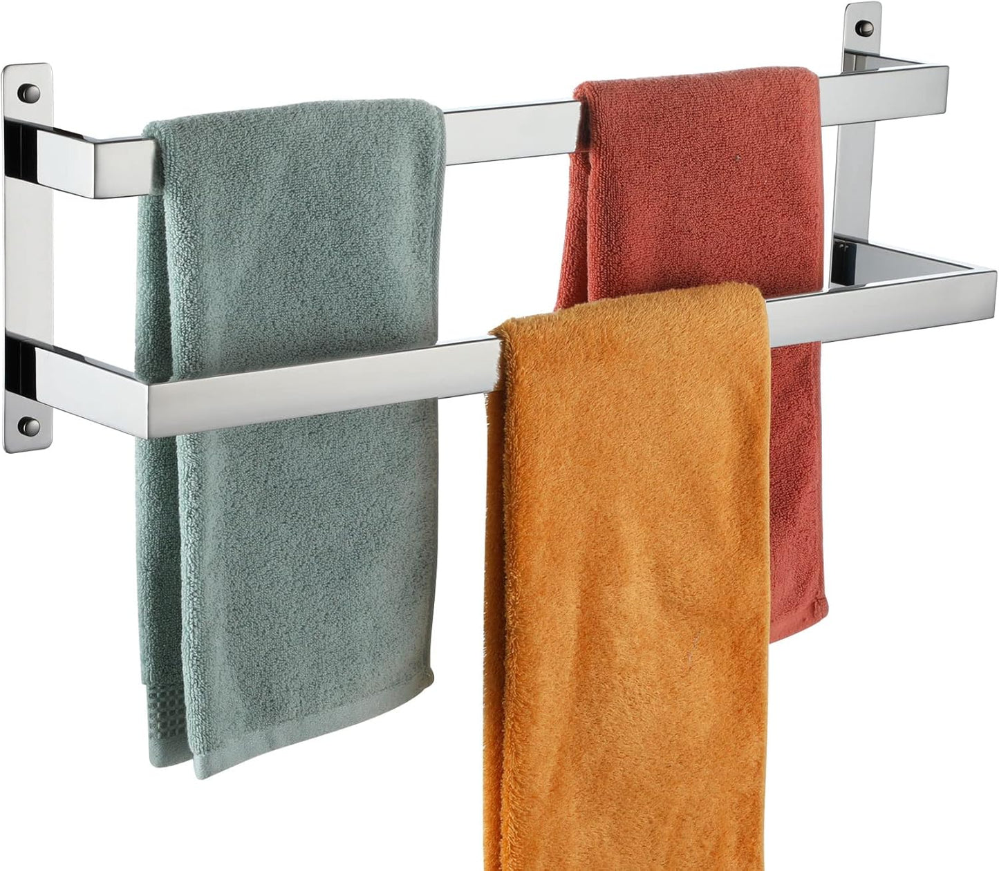 KOKOSIRI Towel Bars Black Bath Towel Holders 20 Inches Bathroom 2-Tiers Ladder Towel Rails Wall Mounted Towels Shelves Rack Stainless Steel, B5008BK-L20