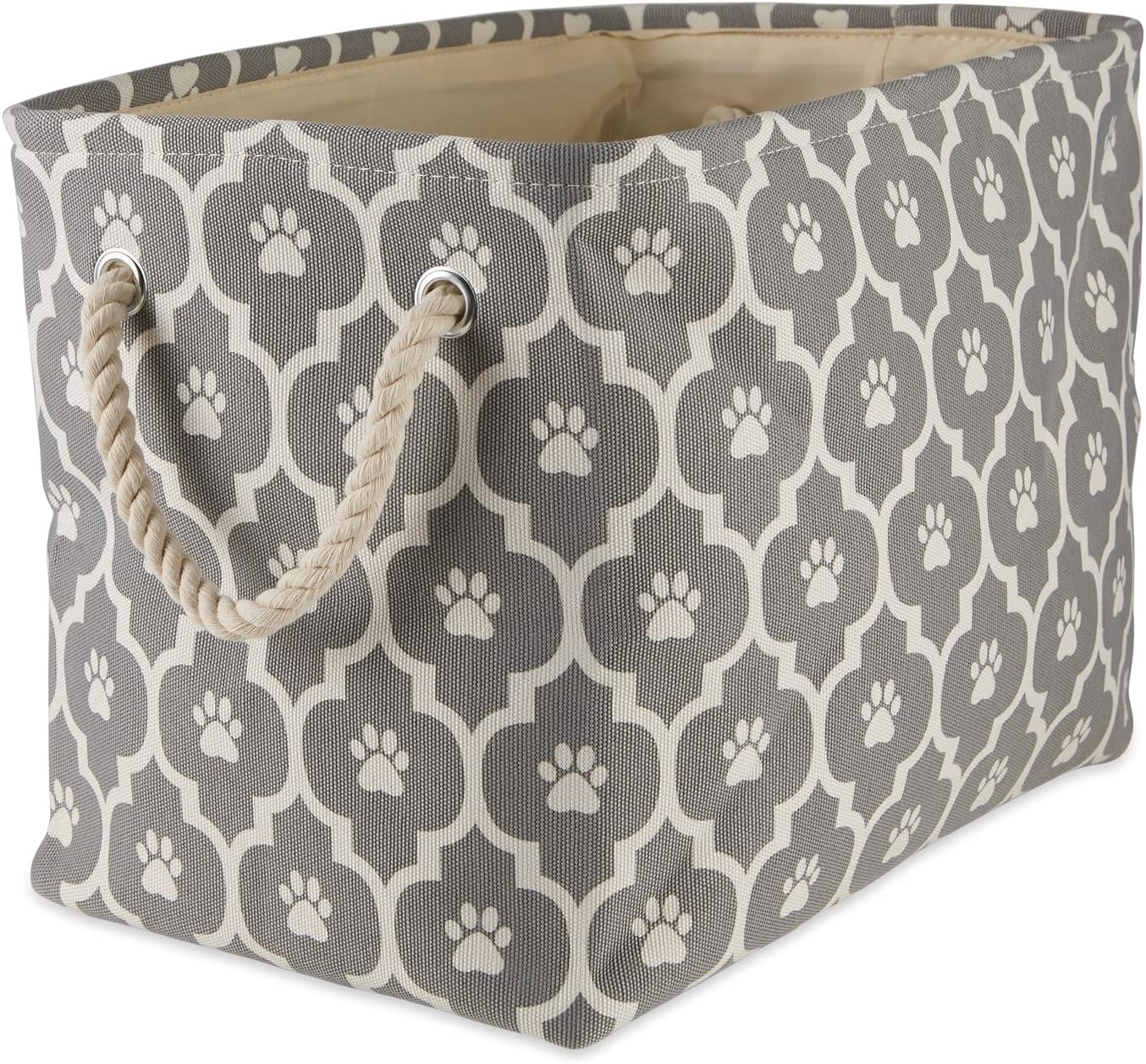 DII Bone Dry RoundSmall Pet Toy and Accessory Storage Bin, 12"(Dia) x9(H), Collapsible Organizer Storage Basket for Home Decor, Pet Toy, Blankets, Leashes and Food-Gray Stripes