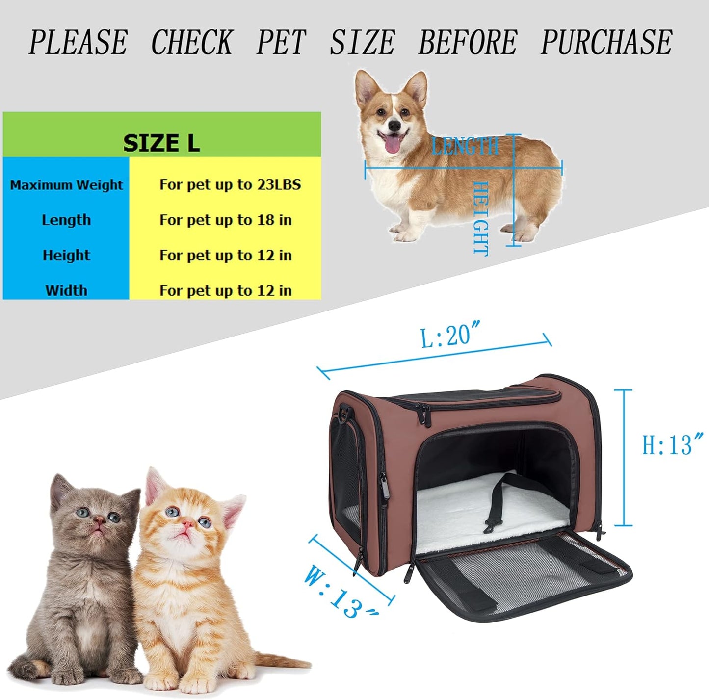 NextFri Soft Sided Carrier for Cats Dogs,TSA Airline Approved Collapsible Travel Pet Carrier (Magenta, Medium)