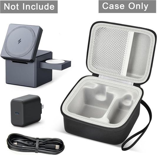 PAIYULE Case Compatible with Anker 3-in-1 Cube MagSafe Charger 15W Max Fast Charging Stand, Power Station Storage Holder for USB-C Cable (Box Only) Black - PuriLite