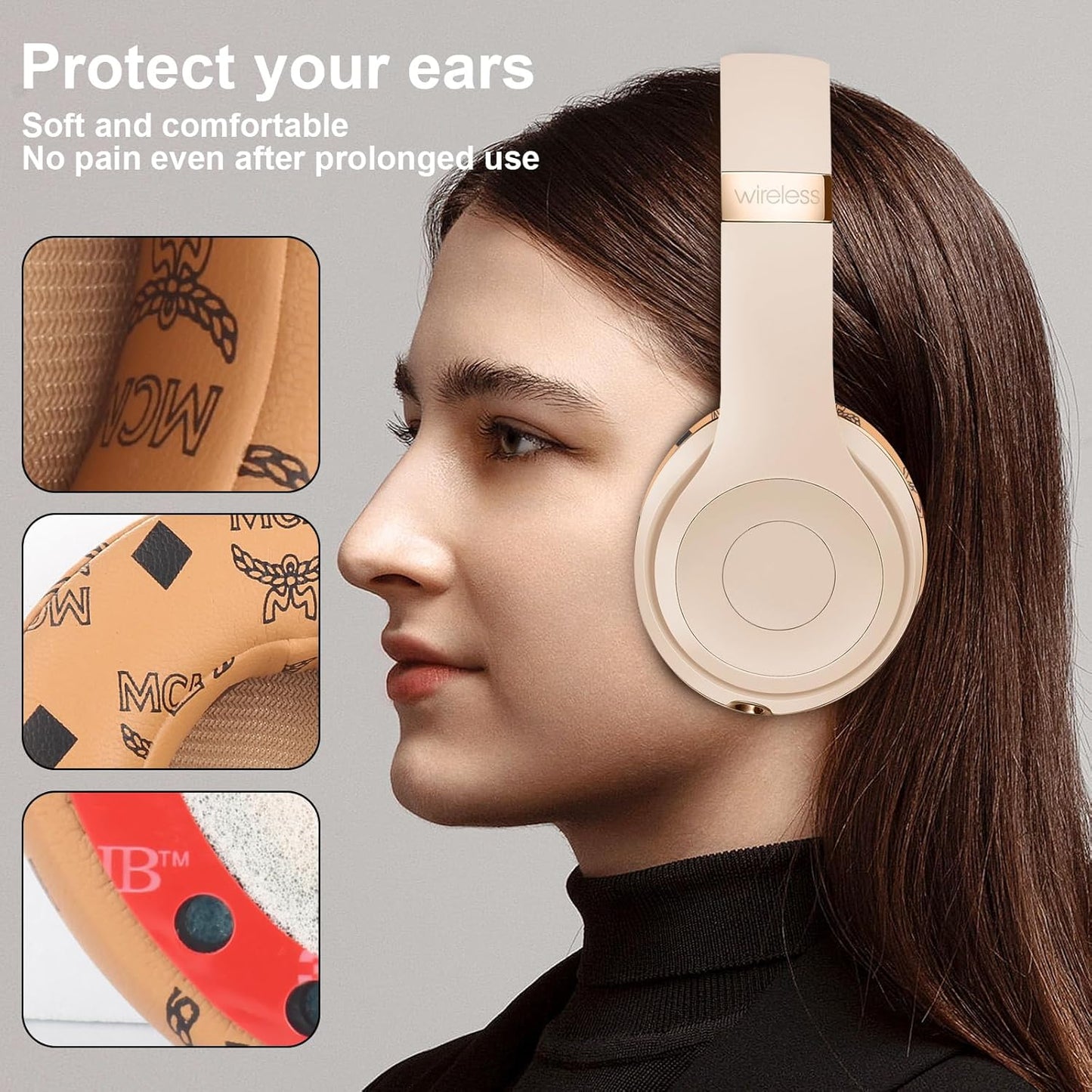 Studio 3 Ear Pads Cushions Replacement Earpads for Beats Studio 2 & Studio 3 Wired & Wireless Headphones,Ear Cushions Memory Foam Earpads with Soft Protein Leather Replacement Parts -White Floral