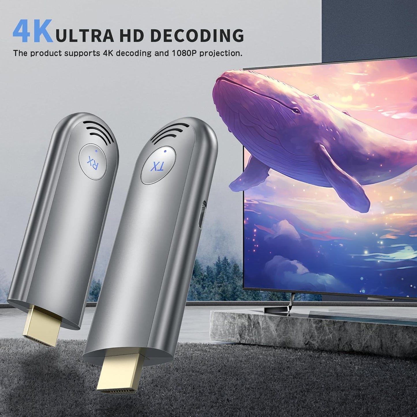 Wireless HDMI Transmitter and Receiver, Plug & Play Portable 2.4G/5G Wireless HDMI Extender Kit for Streaming Video and Audio to Monitor from Laptop/PC/TV