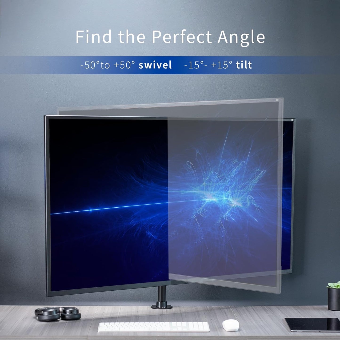 VIVO Ultra Wide TV Desk Mount for up to 55 inch Screens Weighing 29.9kg, Full Motion Height Adjustable Single Television Stand, Black, STAND-V155C