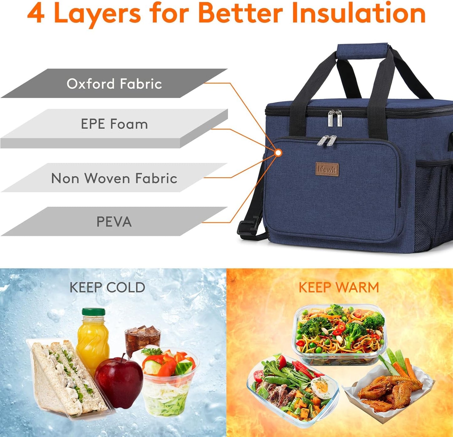 Lifewit Lunch Bag for Men, Insulated Lunch Box Leakproof Soft Cooler Cooling Tote for Adult Women, Waterproof Reusable Lunch Bags for Work Office Outdoor Picnic Camping, Black, 12-Can (9L)