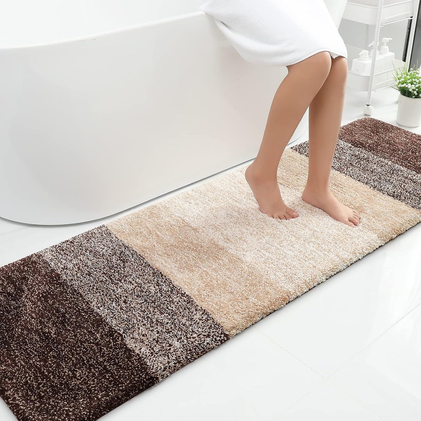 OLANLY Luxury Microfiber Bath Mat, Extra Soft and Absorbent Bathroom Mat, Non-Slip Plush Shaggy Bathroom Rug, Machine Wash Dry, Bath Rugs for Bathroom Floor, Tub and Shower, 16x24, Grey