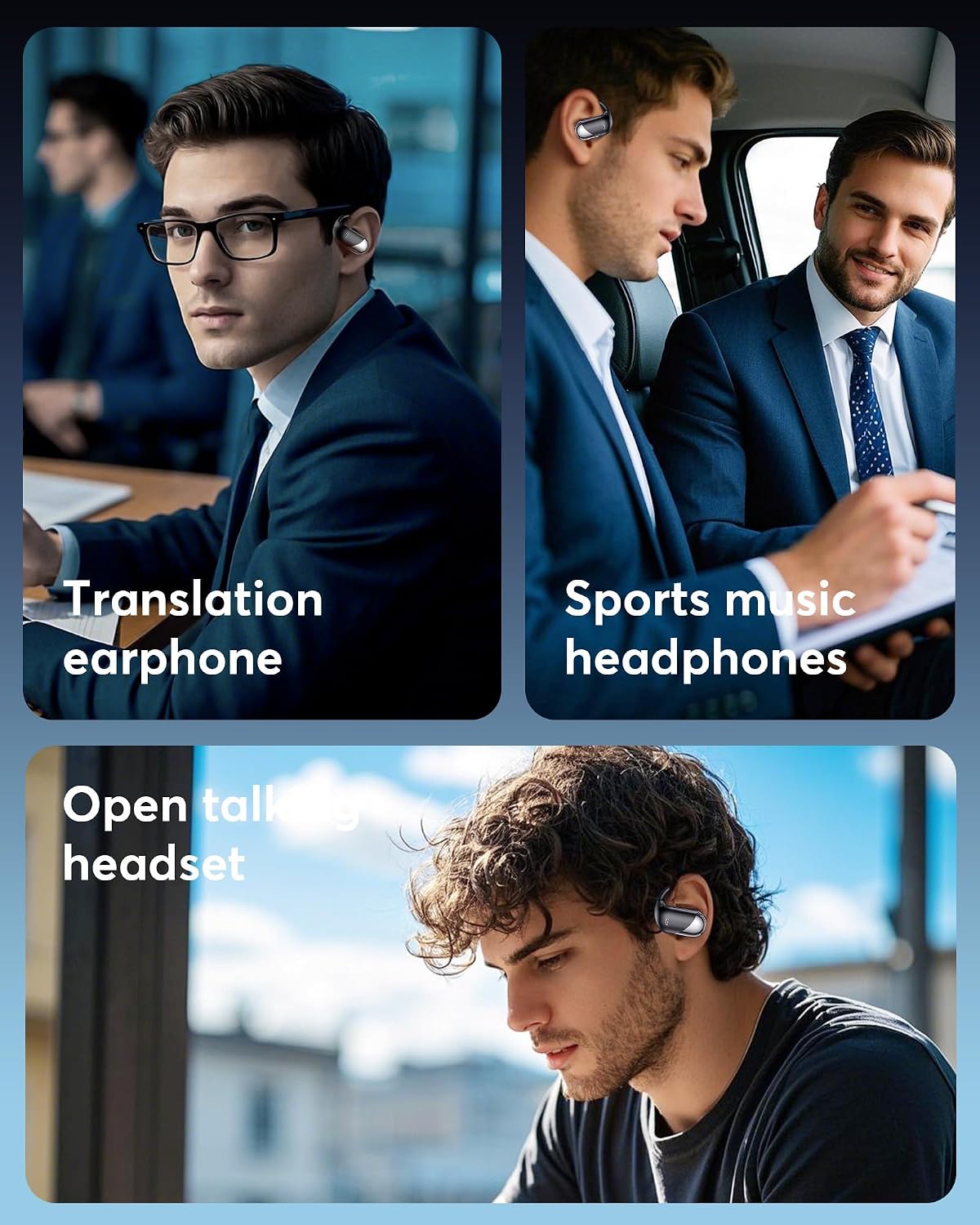 Real-Time AI Translation Earbuds - 198 Languages 3-in-1 Translating Device, Écouteurs traducteurs Anglais-français, Clear Voice Translation Headphones with Charging Case for Travel & Learning Black