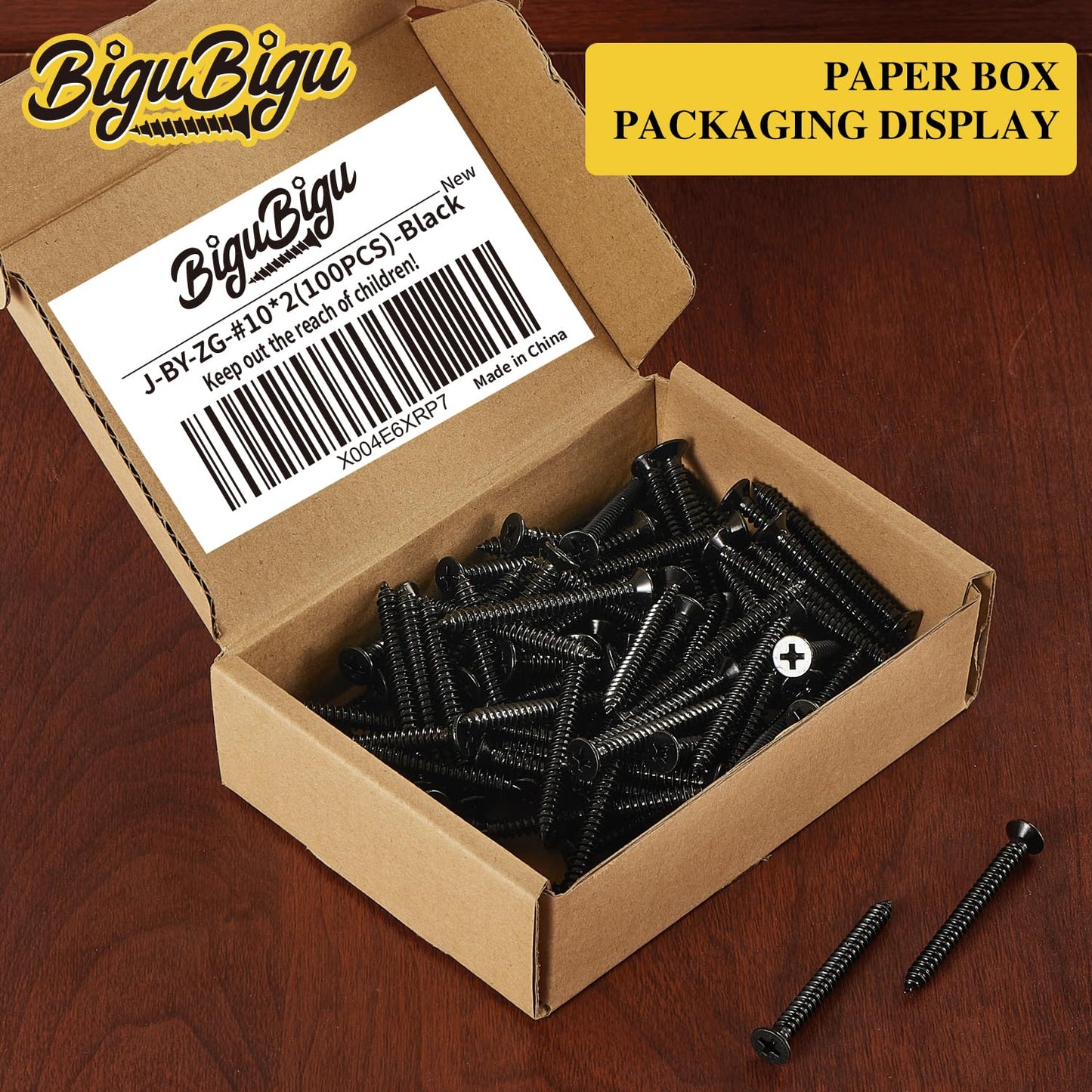 #4 * 2" Wood Screws, Flat Head Phillips Black Stainless Steel, 100Pcs Corrosion Resistant for Wood, Drywall Applications, and Outdoor Use
