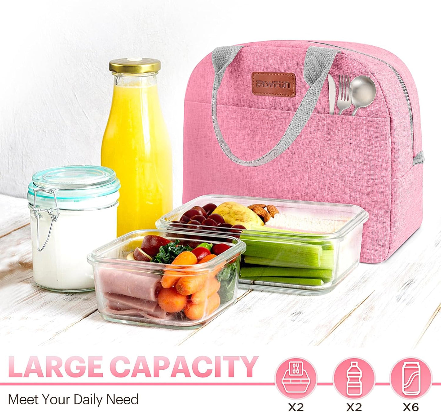 Lunch Bag for Women & Men Adult Insulated Lunch Box, Small Leakproof Cooler Food Lunch Containers Reusable High Capacity Lunch Tote Bags for Work, Travel, Outdoor