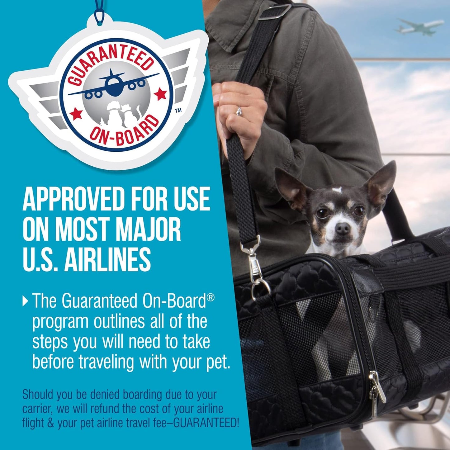 Sherpa Original Deluxe Travel Bag Pet Carrier, Airline Approved & Guaranteed-On-Board - Mesh Panels & Spring Frame, Locking Safety Zippers, Machine Washable Liner - Charcoal Gray, Medium