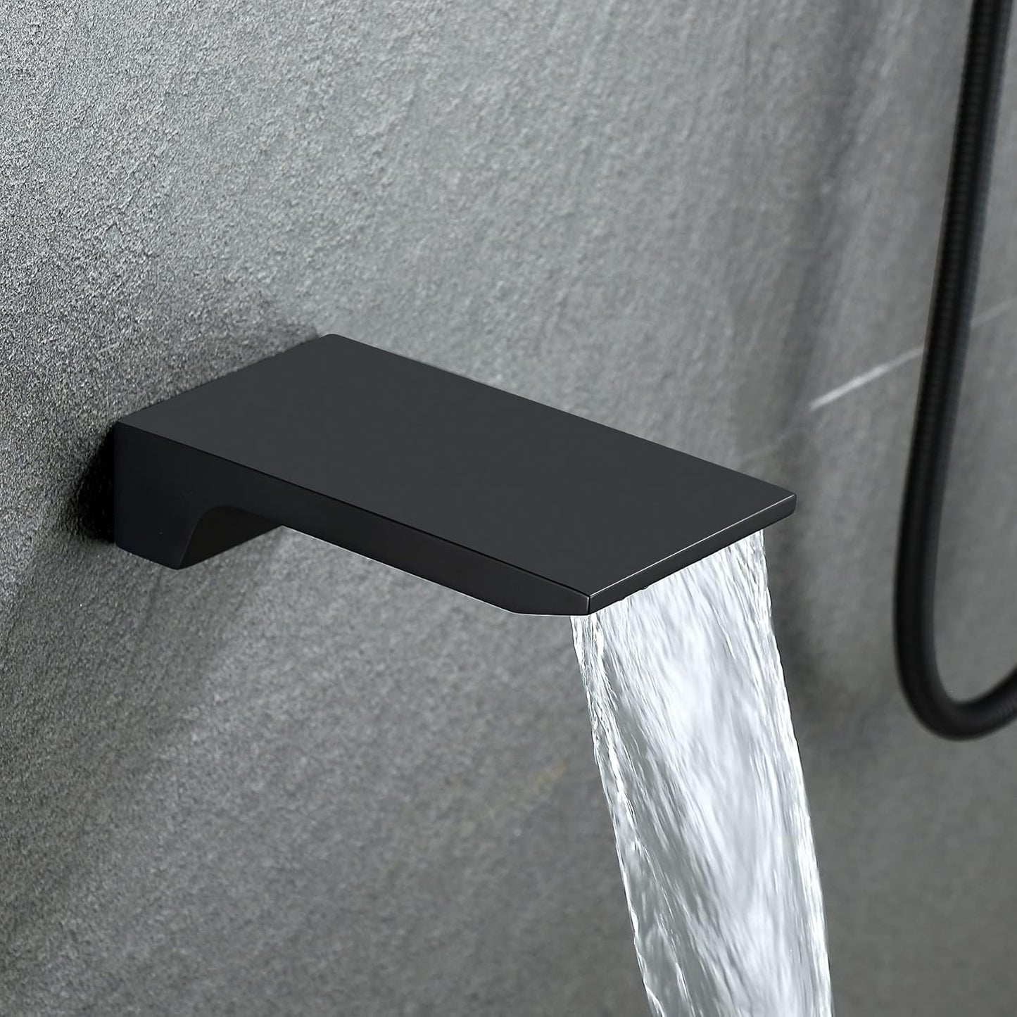 Bathtub Shower System Matte Black Tub Shower Faucet Complete Set with 10 Inch Rain Head with Handheld and Waterfall Shower Faucet Combo