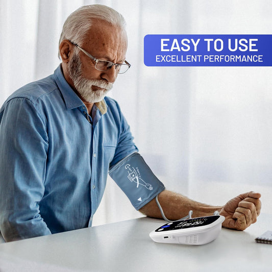 Blood Pressure Monitor Automatic Upper Arm Machine & Accurate Adjustable Digital BP Cuff with Large LCD Backlit Display - 2x99 Memory for Home Use with Large Adjustable Cuff - PuriLite