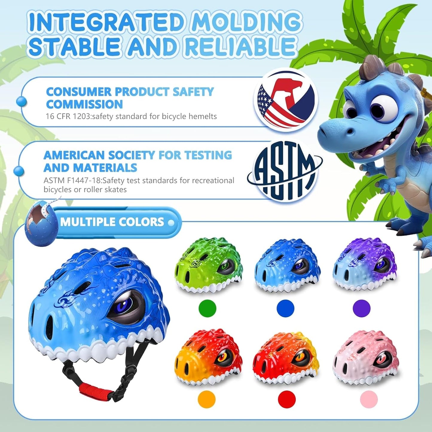 Safuty1st Toddler/Kids Bike Helmet Set for Boys Girls 3D Adjustable Kids Helmet Protective Gear Set Knee Elbow Wrist Pads and Multi-Sports Skateboard Scooter Cycling Roller Balance Bike