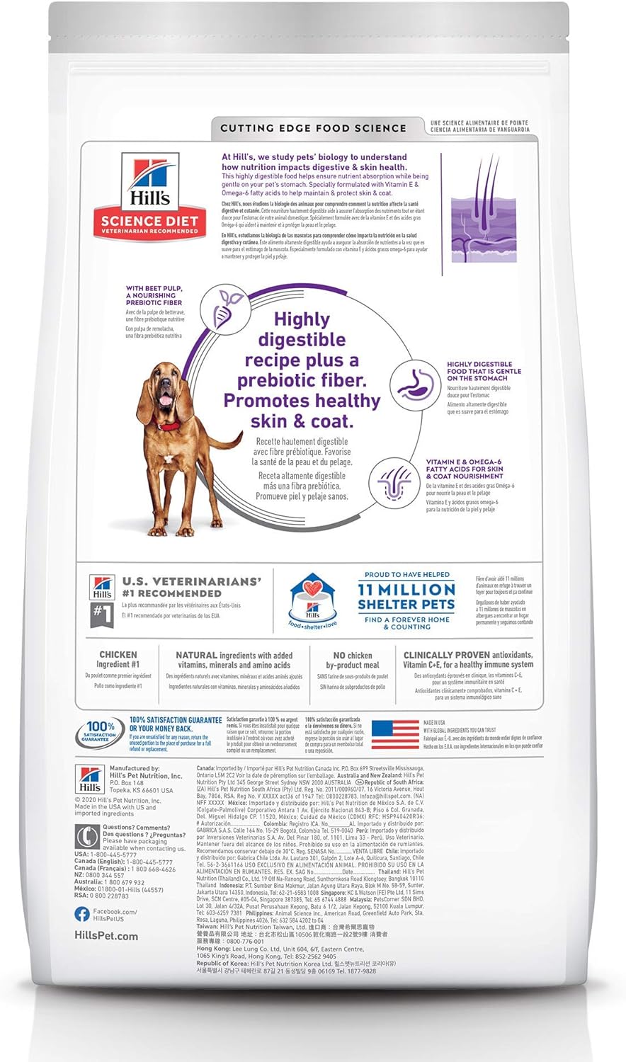 Hill's Science Diet Adult Sensitive Stomach & Skin Large Breed Dry Dog Food, Chicken Recipe, 30 lb Bag