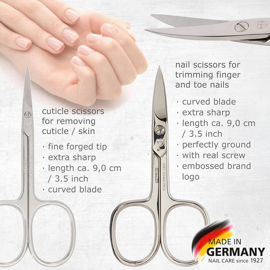 3 Swords Germany - brand quality 8 piece manicure pedicure grooming kit set for professional finger & toe nail care scissors clipper fashion leather case camou in gift box, Made in Germany - PuriLite