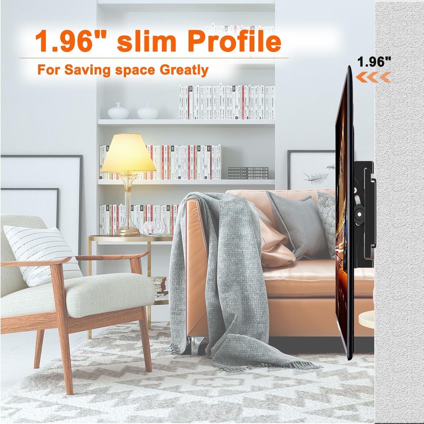 SJBRWN Tilt TV Wall Mount for Most 14-42 Inch Flat Curved Screen TVs Monior, Up Down 15° Support TV Mural, Fits 24 32 40" Max VESA 200x200mm Holds up to 55lbs, Low Profile Small Wall Mount TV Bracket