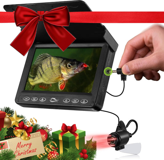 FishPRO Underwater Fishing Camera - MOQCQGR 4.3'' (NO Need Learn) Ice Fishing Camera Underwater, 3-Grade IR Lighting, 4X Zoom, 1000TVL Ice Fishing Fish Finder for Boat Lake Kayak Ice Fishing