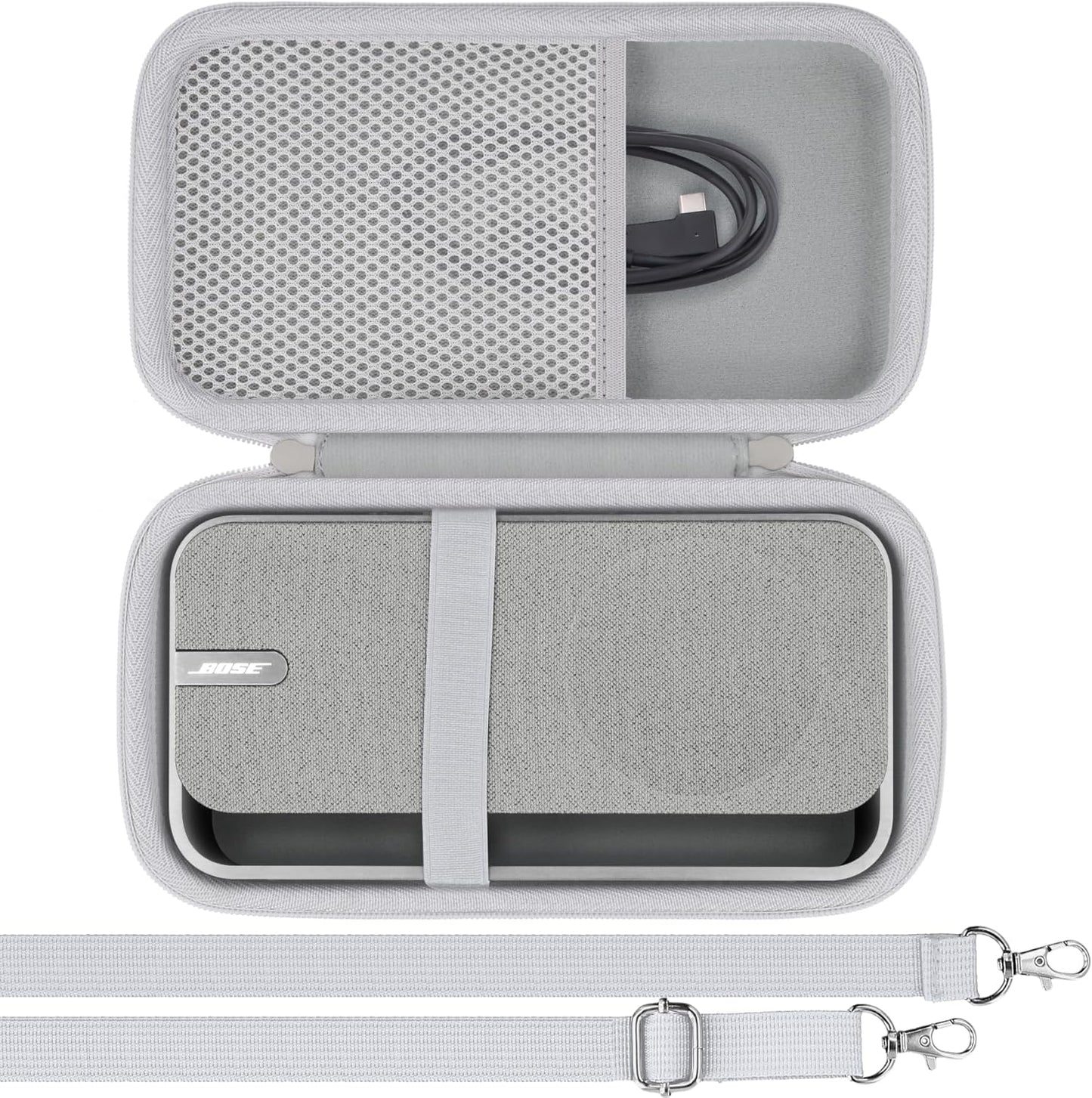 Bose SoundLink Home Bluetooth Speaker Hard Protective Case, Portable Travel Case Replacement (Silver White Case) - co2CREA