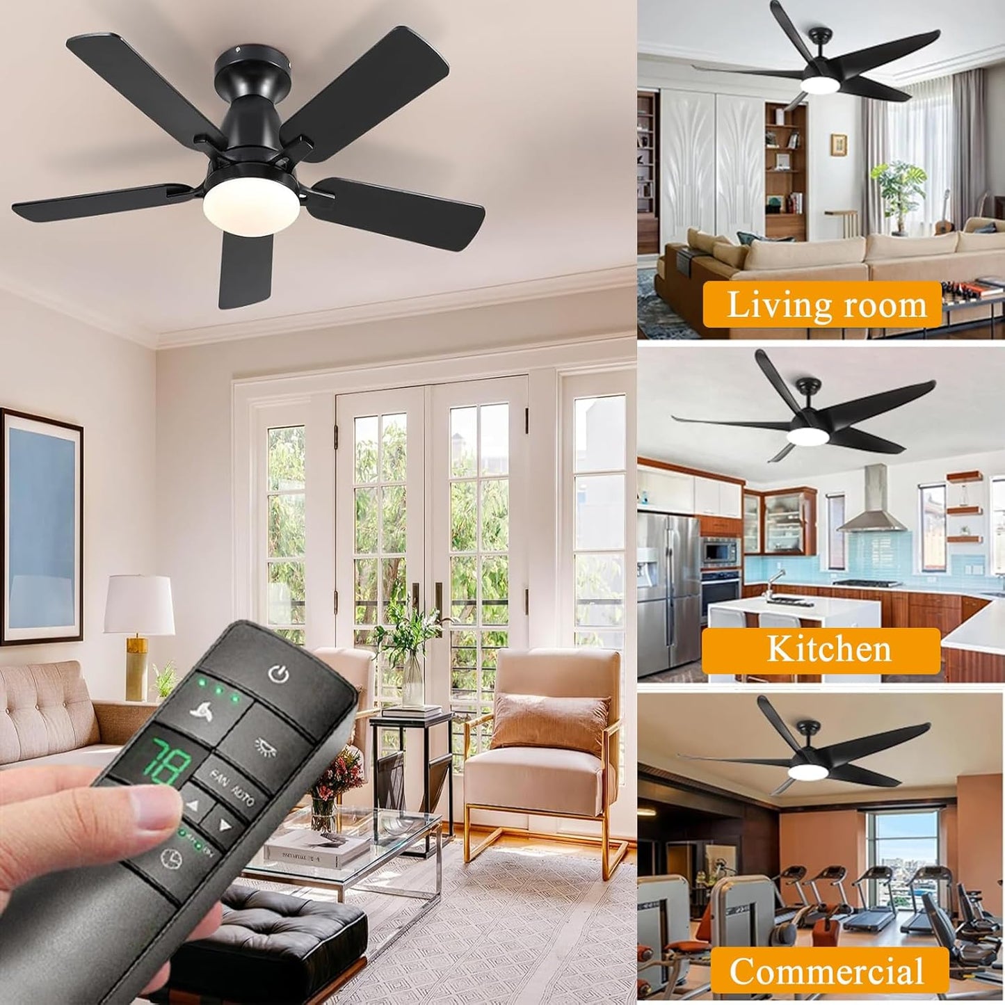 HD3 Ceiling Fan Remote Control Replacement for Hampton Bay Home Decorators | 3-Speed Timer Light Dimmer Thermostatic Control for Hampton Bay Home Decorators Collection 2AAZPHD3/HD3, KUJCE10320/TR222A