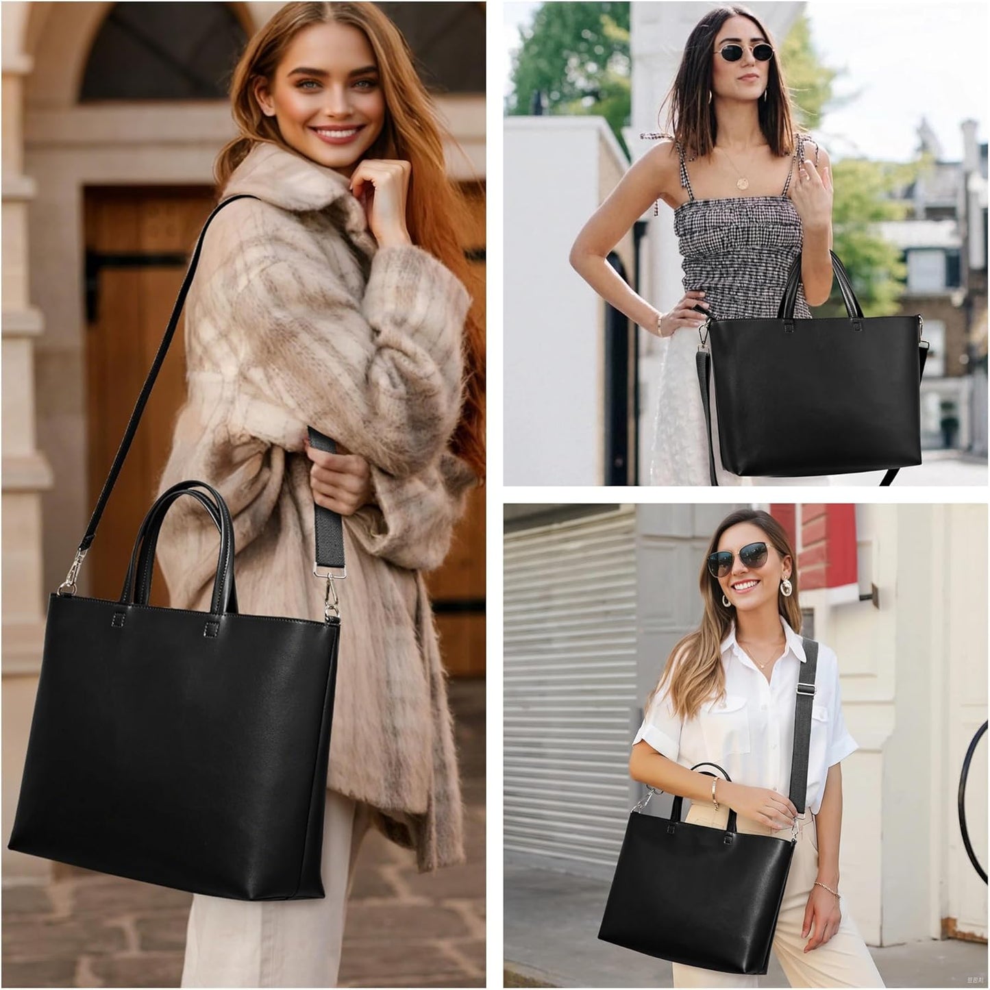 KALIDI Tote Bag Zipper Shoulder Bag Faux Leather Purses for Women Large Casual Handbag Work Dating College