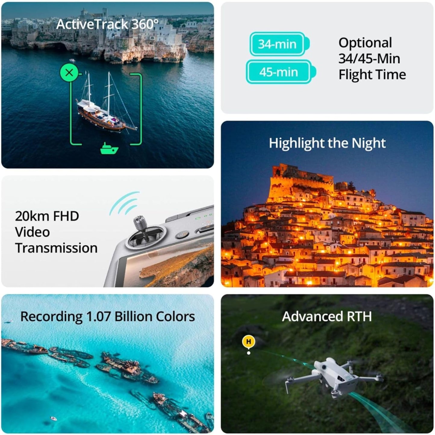 DJI Mini 4 Pro (DJI RC 2), Drones with Camera for Adults 4K, Under 0.549 lbs/249 g, 34 Mins Flight Time, 20km Max Video Transmission Distance, Omnidirectional Vision Sensing, Mini Drone for Beginners
