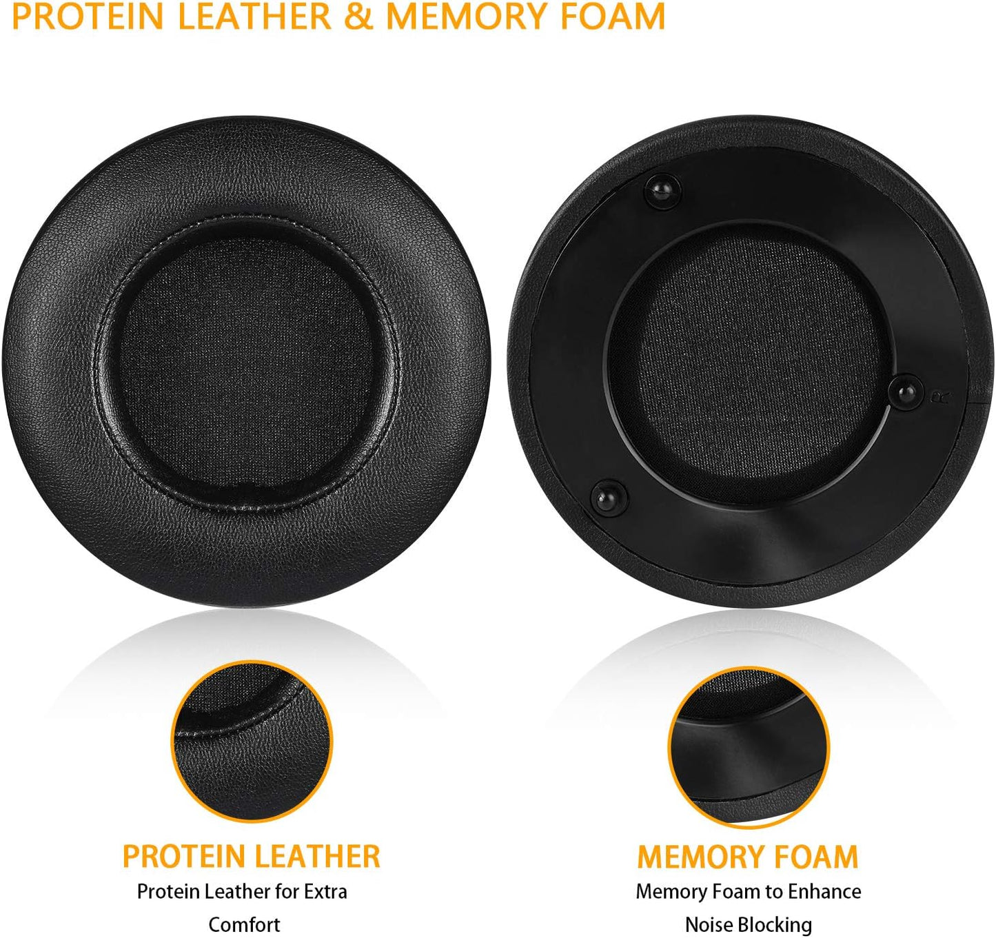 ManO'War Earpads, JARMOR Replacement Memory Foam Ear Cushion Kit Pad Cover for Razer Razer ManO'War Headphone ONLY (Black)