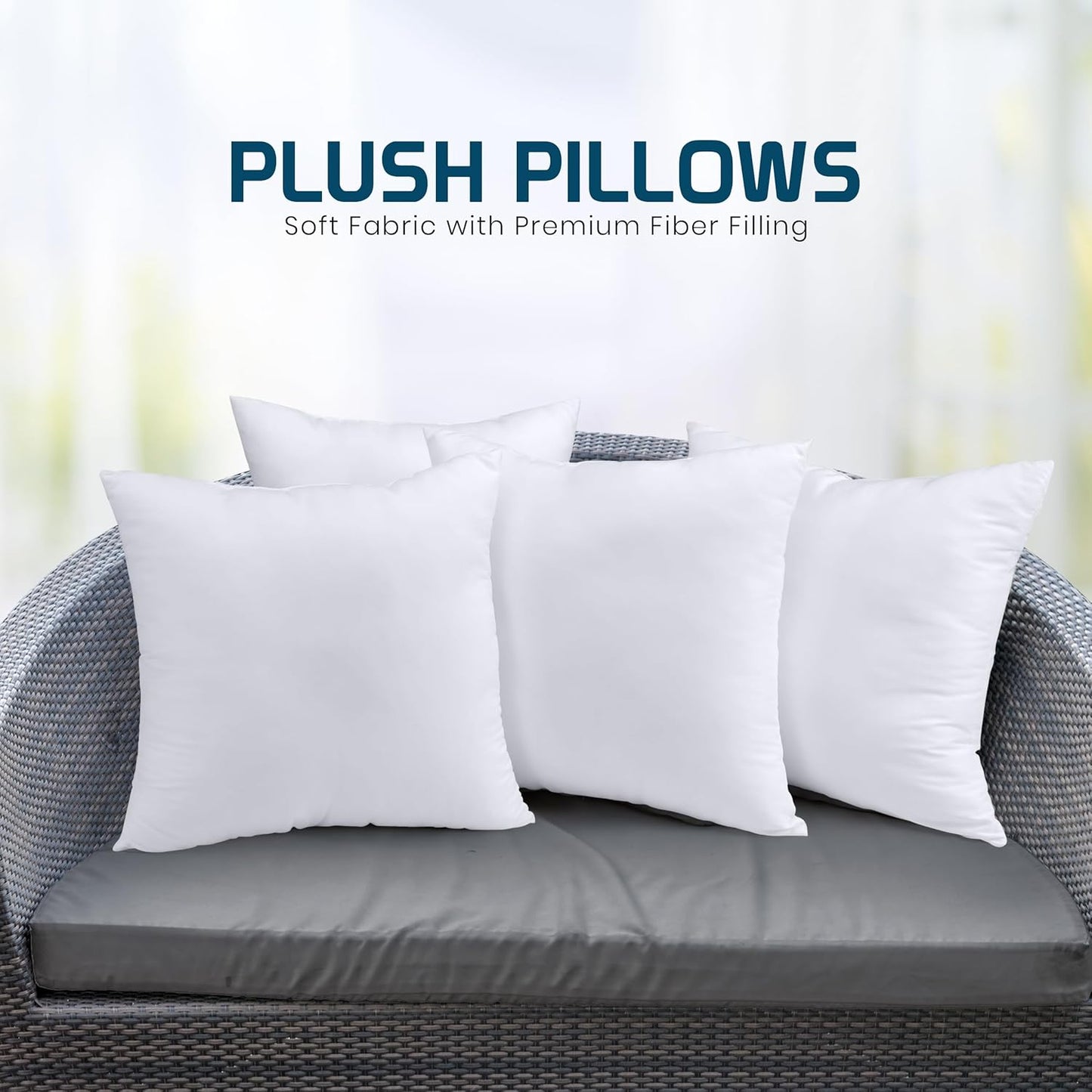 Utopia Bedding Throw Pillows (Set of 4, White), 18 x 18 Inches Pillows for Sofa, Bed and Couch Decorative Stuffer Pillow