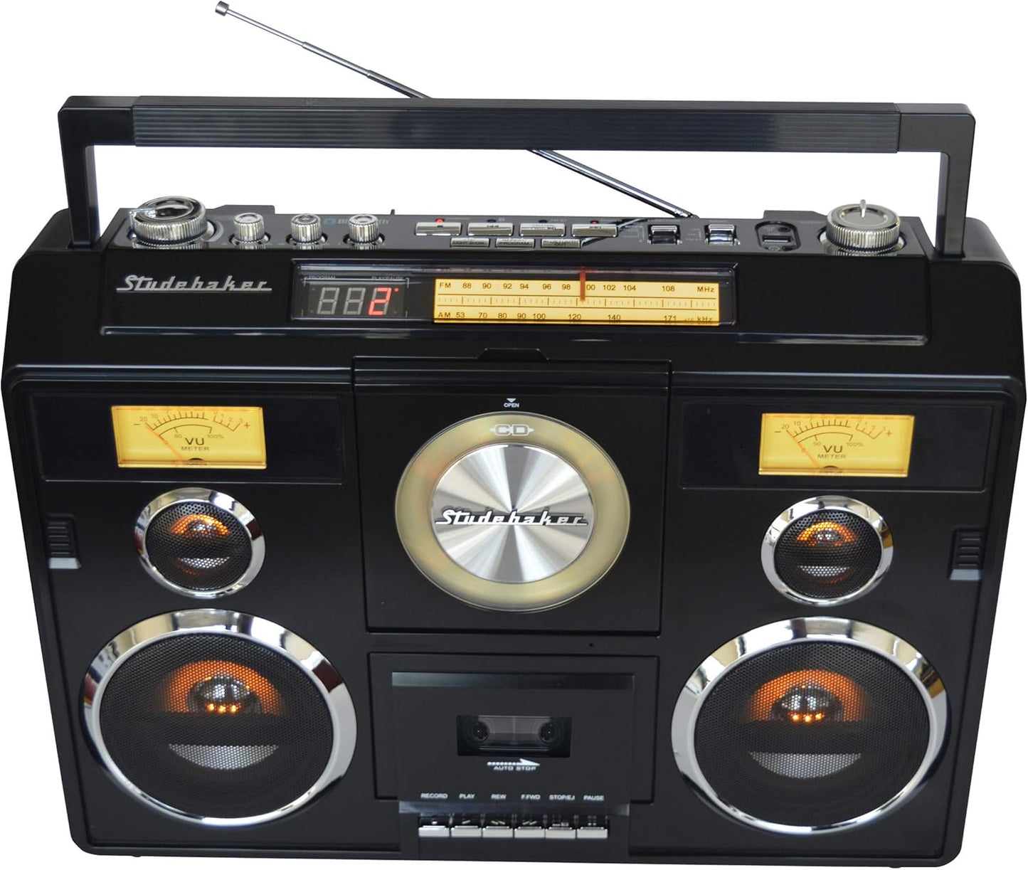 Sound Station Portable Stereo with Bluetooth/CD/AM-FM Radio/Cassette Recorder (Silver)